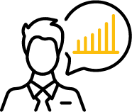black outline of a man with a speak bubble coming from him containing yellow lines